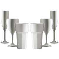 Elite Premium Polycarbonate White Champagne, Wine & Tumbler Glasses