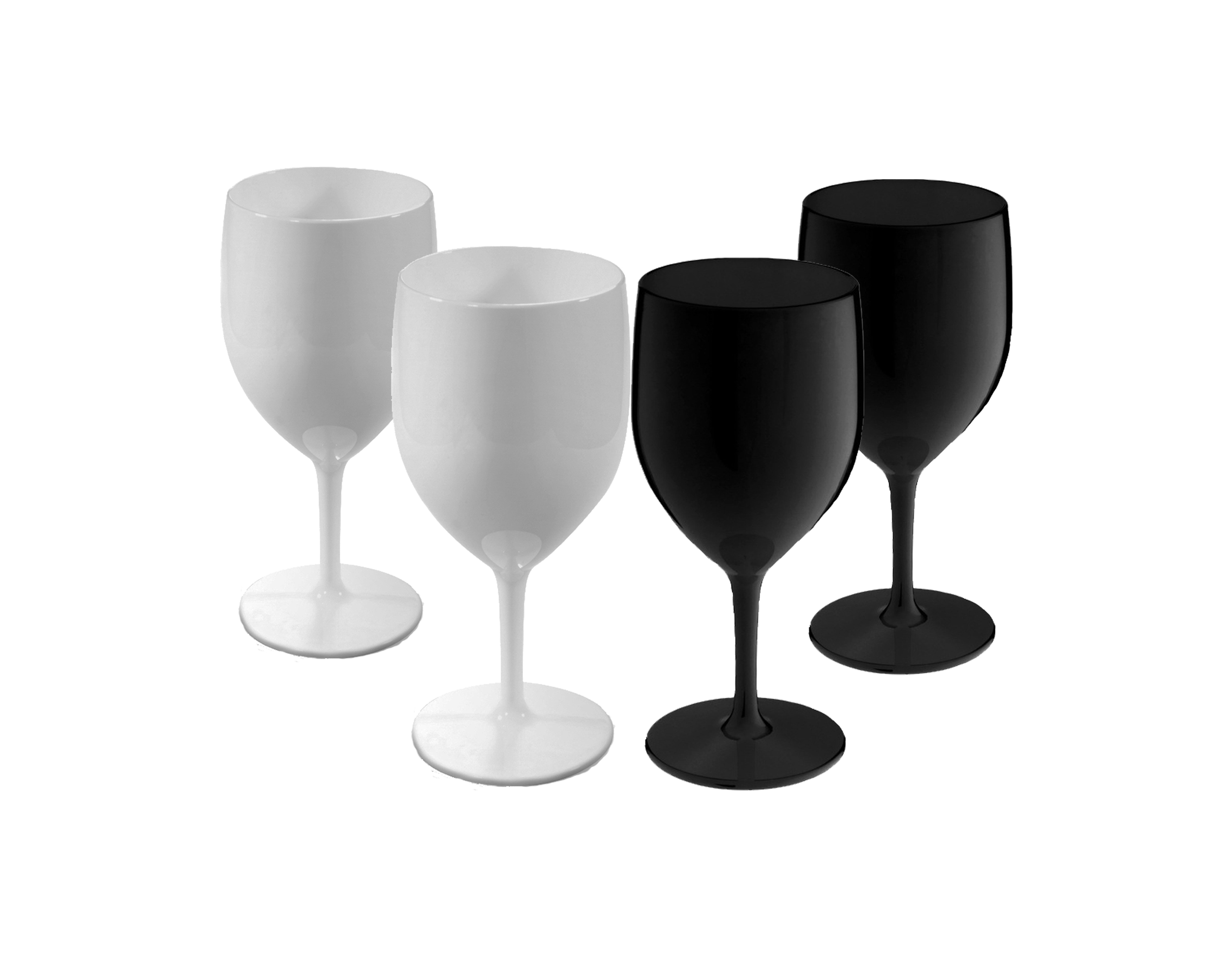 Elite Premium11oz Polycarbonate Wine Glasses Black & White
