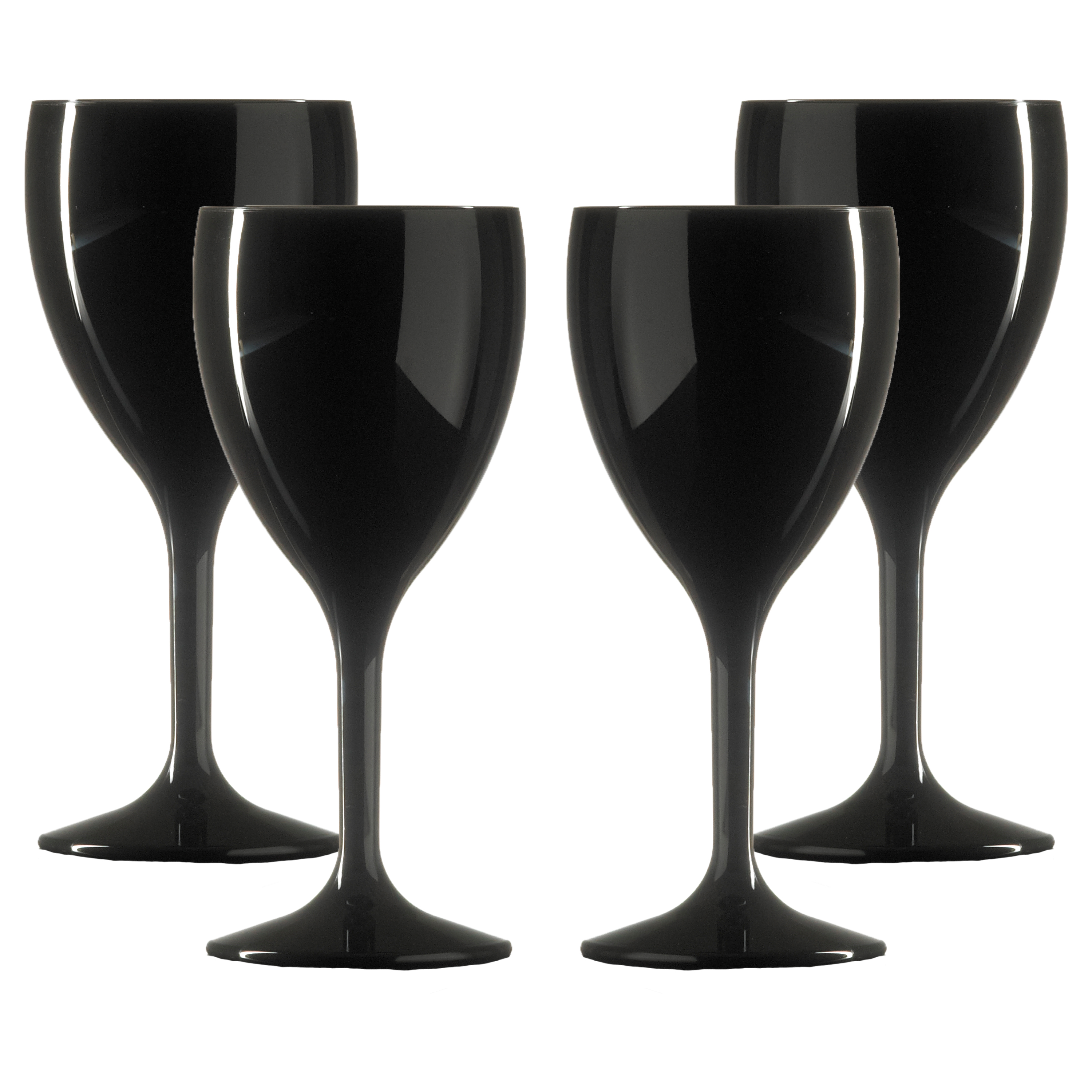 Elite Premium 11oz Large Black Polycarbonate Wine Glasses