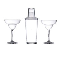 Elite Premium Gift set 2 x12oz Margarita and a 3 piece Cocktail Shaker Polycarbonate Glasses
