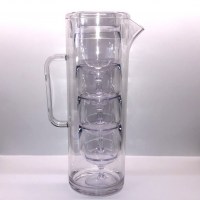 Polycarbonate 1.7 Litre Jug with Lid and Stacking Wine Glasses inside