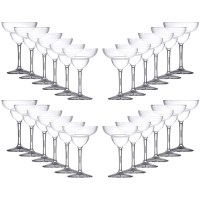 Set of 24 stemmed coupe cocktail glasses made from crystal-clear polycarbonate. Reusable and shatter-resistant—perfect for hospitality, events, and outdoor serving. Made in the UK.
