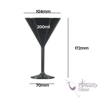 Black Polycarbonate Martini Cocktail Glasses set of 6