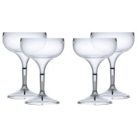 Gift pack of 4 stemmed coupe cocktail glasses made from crystal-clear polycarbonate. Reusable and shatter-resistant—ideal for gifting, celebrations, and stylish entertaining. Made in UK.