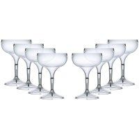 Pack of 8 coupe cocktail glasses with stemmed design, made from clear polycarbonate. Ideal for bar setups, hospitality venues, and outdoor entertaining. Reusable and shatter-resistant. Made in UK.