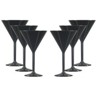 Sale Black Polycarbonate Martini Cocktail Glasses set of 6